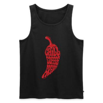 CHILL COFFEE FREEDOM – lass uns reden. - Männer Premium Bio Tank Top - Schwarz - Vorne - AI Model Male 178 light (178cm)