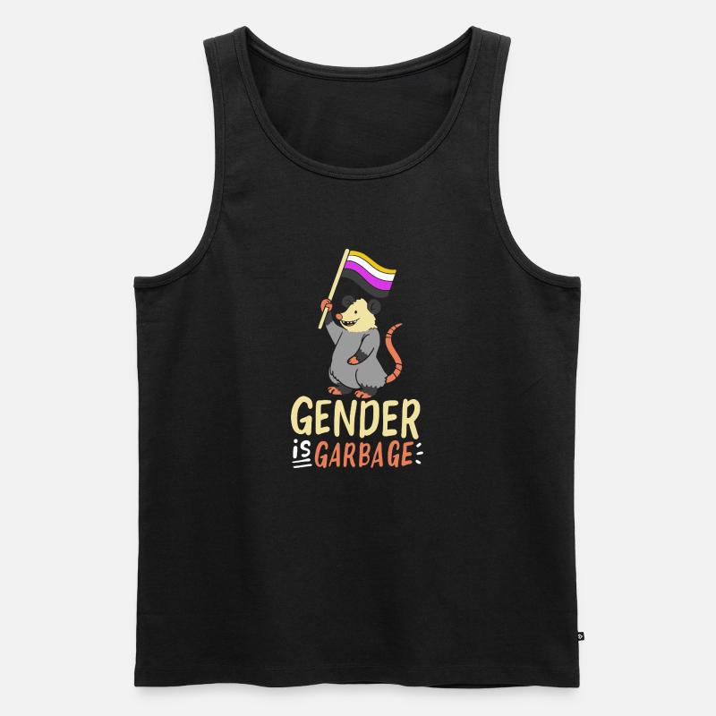 Gender Is Garbage Pride Opossum Design - Männer Premium Bio Tank Top - Schwarz