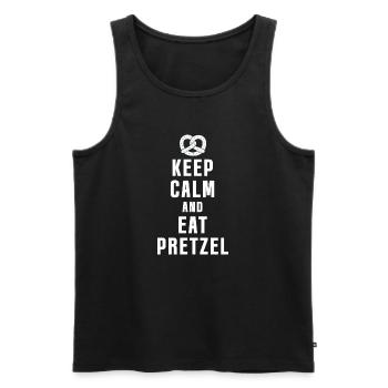 Keep Calm and Eat Pretzel - Funny Brezel - Men's Premium Organic Tank Top - black - Front - AI Model Male 178 light (178cm)