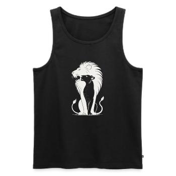 Silhouette du Lion Royal - Débardeur bio Premium Homme - noir - Devant - Michal (187cm)