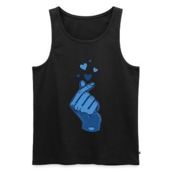 Kpop Koreanische Musik Blue Finger Heart Love - Männer Premium Bio Tank Top - Schwarz - Vorne - Michal (187cm)
