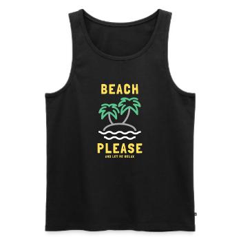 Plage, s’il te plaît, et laisse-moi me détendre - Débardeur bio Premium Homme - noir - Devant - AI Model Male 178 light (178cm)