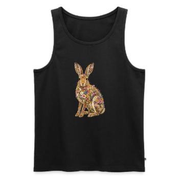 Flower Bunny | Floral brown hare from wildflowers - Men's Premium Organic Tank Top - black - Front - Michal (187cm)