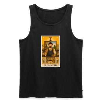 Restaurateur | Restauration d’art Tarot - Débardeur bio Premium Homme - noir - Devant - Michal (187cm)