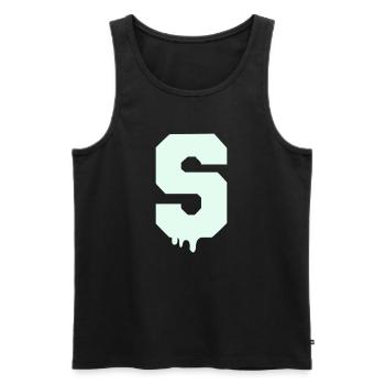S Tropfen - Männer Premium Bio Tank Top - Schwarz - Vorne - Michal (187cm)