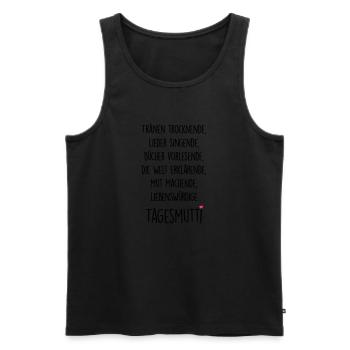 Tagesmutti - Männer Premium Bio Tank Top - Schwarz - Vorne - AI Model Male 178 light (178cm)