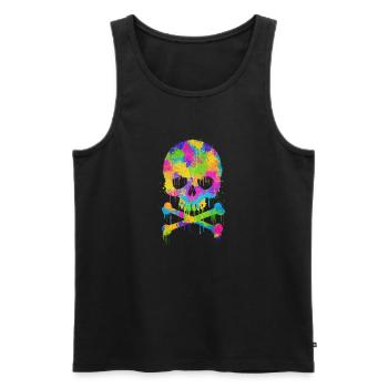 Trendy & Cool Abstrakt Graffiti Skull / Totenkopf - Männer Premium Bio Tank Top - Schwarz - Vorne - AI Model Male 178 light (178cm)