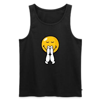 Smiley Pray - Männer Premium Bio Tank Top - Schwarz - Vorne - AI Model Male 178 light (178cm)