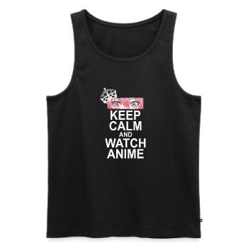Keep Calm And Watch Anime - Männer Premium Bio Tank Top - Schwarz - Vorne - Michal (187cm)