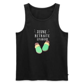 Jeune retraité homme épanoui - Débardeur bio Premium Homme - noir - Devant - Michal (187cm)