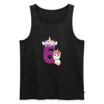 Baby Einhorn Geburtstag Zahl sechs Regenbogen süß - Männer Premium Bio Tank Top - Schwarz - Vorne - Michal (187cm)