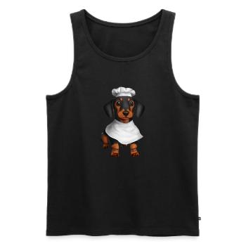 Dachshund Hund Gastronom Kochen Hunde Dackelwelpe - Männer Premium Bio Tank Top - Schwarz - Vorne - Michal (187cm)