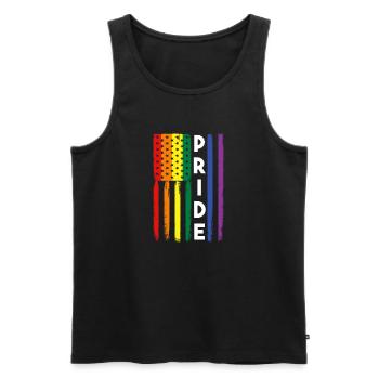 USA Flag Rainbow 4th Of July LGBTQ Gay Pride Month - Men's Premium Organic Tank Top - black - Front - Michal (187cm)