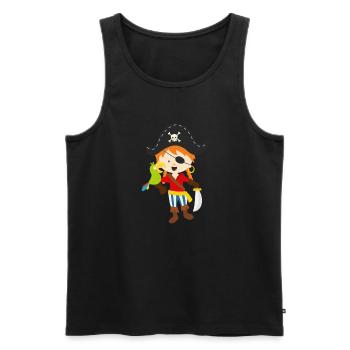 Pirat und Papagei - Männer Premium Bio Tank Top - Schwarz - Vorne - Michal (187cm)