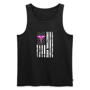 Infirmière correctionnelle - Infirmière de prison American Flag - Débardeur bio Premium Homme - noir - Devant - Michal (187cm)