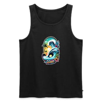 Surfing Beach Palm Tree Sunshine Holidays - Men's Premium Organic Tank Top - black - Front - Michal (187cm)