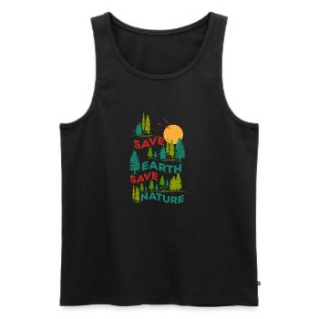 Save earth Save nature - Men's Premium Organic Tank Top - black - Front - AI Model Male 178 light (178cm)