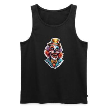 Clown d’horreur / Cirque / Drôle / Spectacle / Halloween - Débardeur bio Premium Homme - noir - Devant - Michal (187cm)