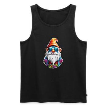 Garden Gnome / Fairyland / Leprechaun / Gnome / Logo - Men's Premium Organic Tank Top - black - Front - AI Model Male 178 light (178cm)