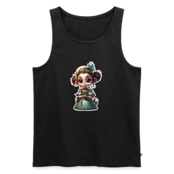 Cute Monkey / Monkey Girl / Cute / Hair Bow - Men's Premium Organic Tank Top - black - Front - AI Model Male 178 light (178cm)