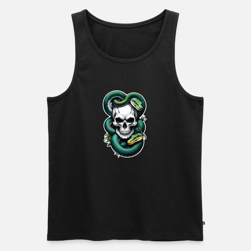 Schlangenskelett und Tattoo - Männer Premium Bio Tank Top - Schwarz