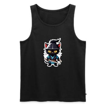 Ninja Cat - Samurai Kitten - Men's Premium Organic Tank Top - black - Front - AI Model Male 178 light (178cm)