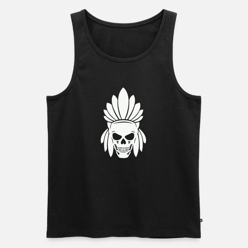 indianer skull - Männer Premium Bio Tank Top - Schwarz