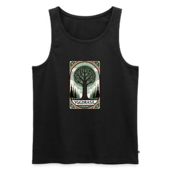 Yggdrasil Norse Tarot Card Style Design - Men's Premium Organic Tank Top - black - Front - AI Model Male 178 light (178cm)