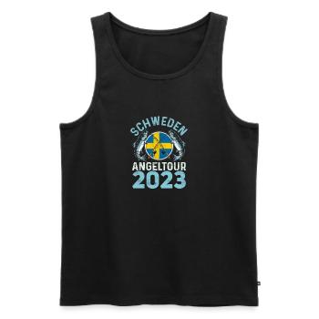 Schweden Angeltour 2023 Angelurlaub in Schweden - Männer Premium Bio Tank Top - Schwarz - Vorne - AI Model Male 178 light (178cm)