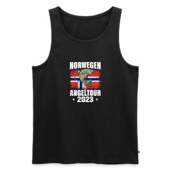 Norwegen Angeltour 2023 Angeltrip nach Norwegen - Männer Premium Bio Tank Top - Schwarz - Vorne - AI Model Male 178 light (178cm)