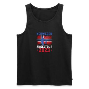 Norwegen Angeltour 2023 Angeltrip nach Norwegen - Männer Premium Bio Tank Top - Schwarz - Vorne - AI Model Male 178 light (178cm)