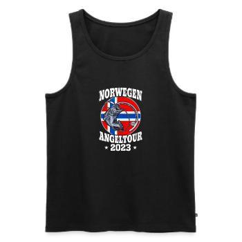 Norwegen Angeltour 2023 Angeln in Norwegen - Männer Premium Bio Tank Top - Schwarz - Vorne - Michal (187cm)