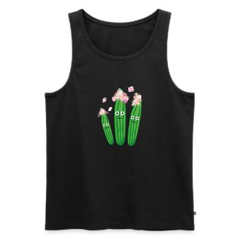 concombre,concombre,hippie,couronne, fleurs - Débardeur bio Premium Homme - noir - Devant - Michal (187cm)