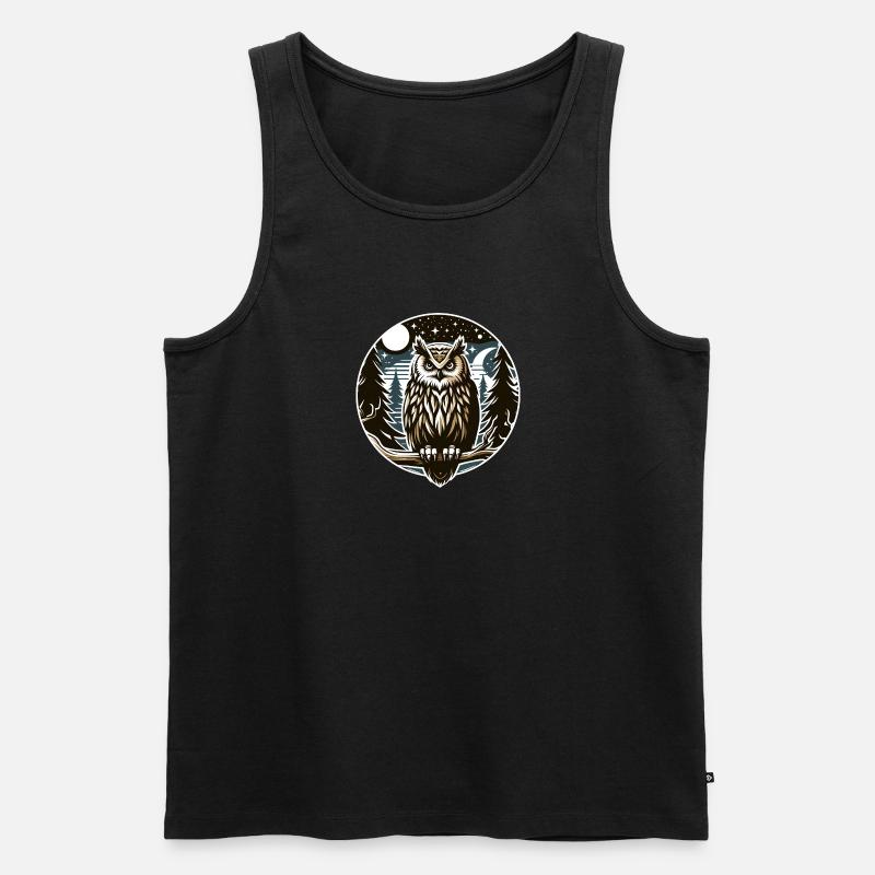 Eule Greifvogel Vogel Uhu Kauz - Männer Premium Bio Tank Top - Schwarz