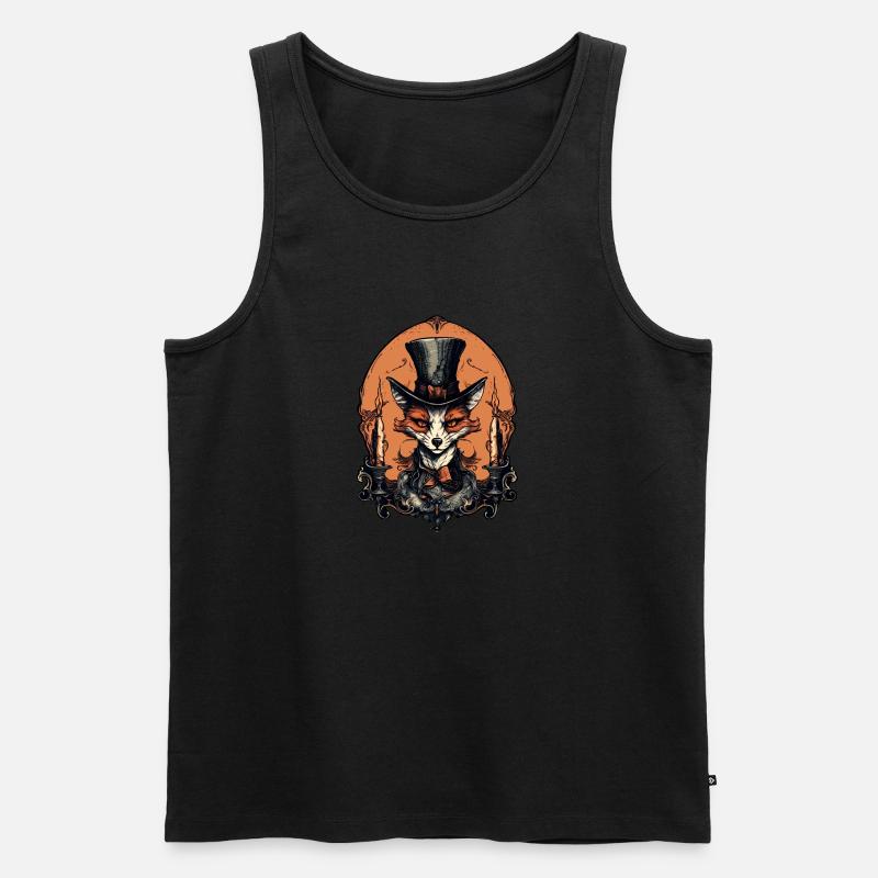 Gothic-Fuchs mit Zylinder - Männer Premium Bio Tank Top - Schwarz
