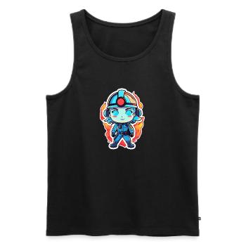 Feuerwehrfrau Zeichnung - Männer Premium Bio Tank Top - Schwarz - Vorne - Michal (187cm)