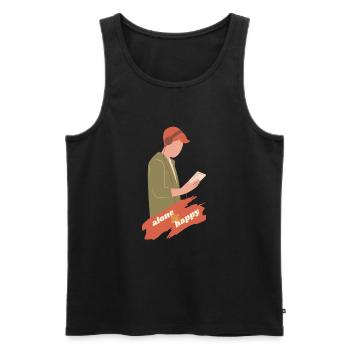 Alone & happy - Men's Premium Organic Tank Top - black - Front - Michal (187cm)