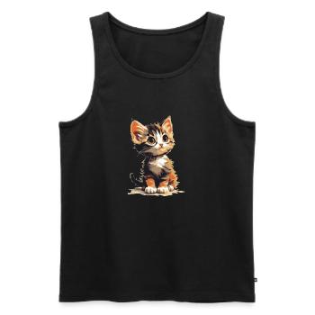 Kätzchen - Männer Premium Bio Tank Top - Schwarz - Vorne - AI Model Male 178 light (178cm)