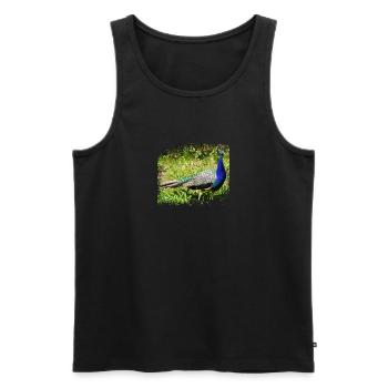 Der Pfau stammt ursprünglich aus Indien - Männer Premium Bio Tank Top - Schwarz - Vorne - AI Model Male 178 light (178cm)