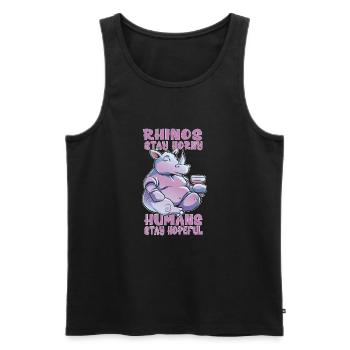 Rhinos stay horny people stay - Men's Premium Organic Tank Top - black - Front - AI Model Male 178 light (178cm)