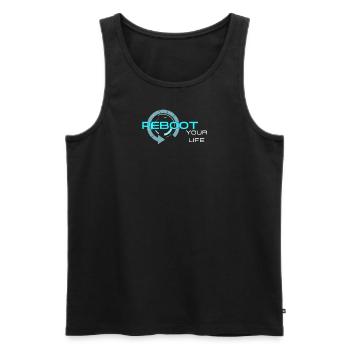 Reboot your LIFE - Männer Premium Bio Tank Top - Schwarz - Vorne - AI Model Male 178 light (178cm)