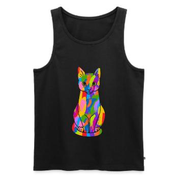 Katze Bunt - Männer Premium Bio Tank Top - Schwarz - Vorne - Michal (187cm)