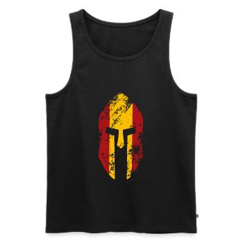 Spartan helmet with the flag of Spain - Men's Premium Organic Tank Top - black - Front - Michal (187cm)