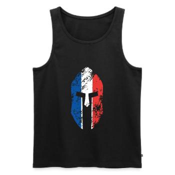 Casque de guerrier spartiate drapeau de la France - Débardeur bio Premium Homme - noir - Devant - Michal (187cm)