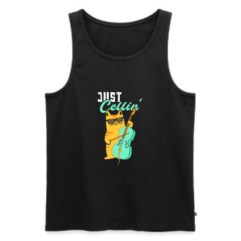 Lustiges Cello-Katzen-Design für Cello-Spieler - Männer Premium Bio Tank Top - Schwarz - Vorne - Michal (187cm)
