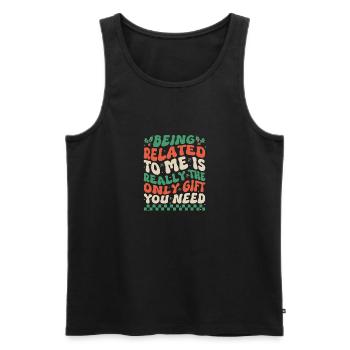 Mit mir verwandt sein Lustiges Weihnachtsgeschenk Groovy - Männer Premium Bio Tank Top - Schwarz - Vorne - AI Model Male 178 light (178cm)
