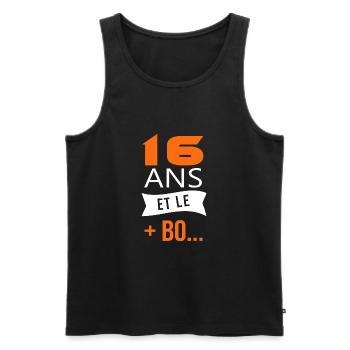16 ans anniversaire 16 ans et le plus beau - Débardeur bio Premium Homme - noir - Devant - AI Model Male 178 light (178cm)