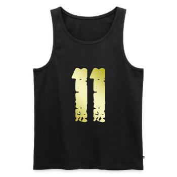 11 Zahl Vintage - Männer Premium Bio Tank Top - Schwarz - Vorne - Michal (187cm)
