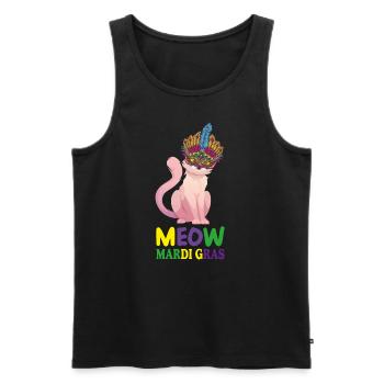 Lustige Katzen, Miau Mardi Gras, Miau, Mardi Gras Katzen - Männer Premium Bio Tank Top - Schwarz - Vorne - AI Model Male 178 light (178cm)