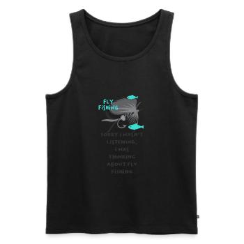 Pensez à la pêche à la mouche Nature Truite - Débardeur bio Premium Homme - noir - Devant - Michal (187cm)